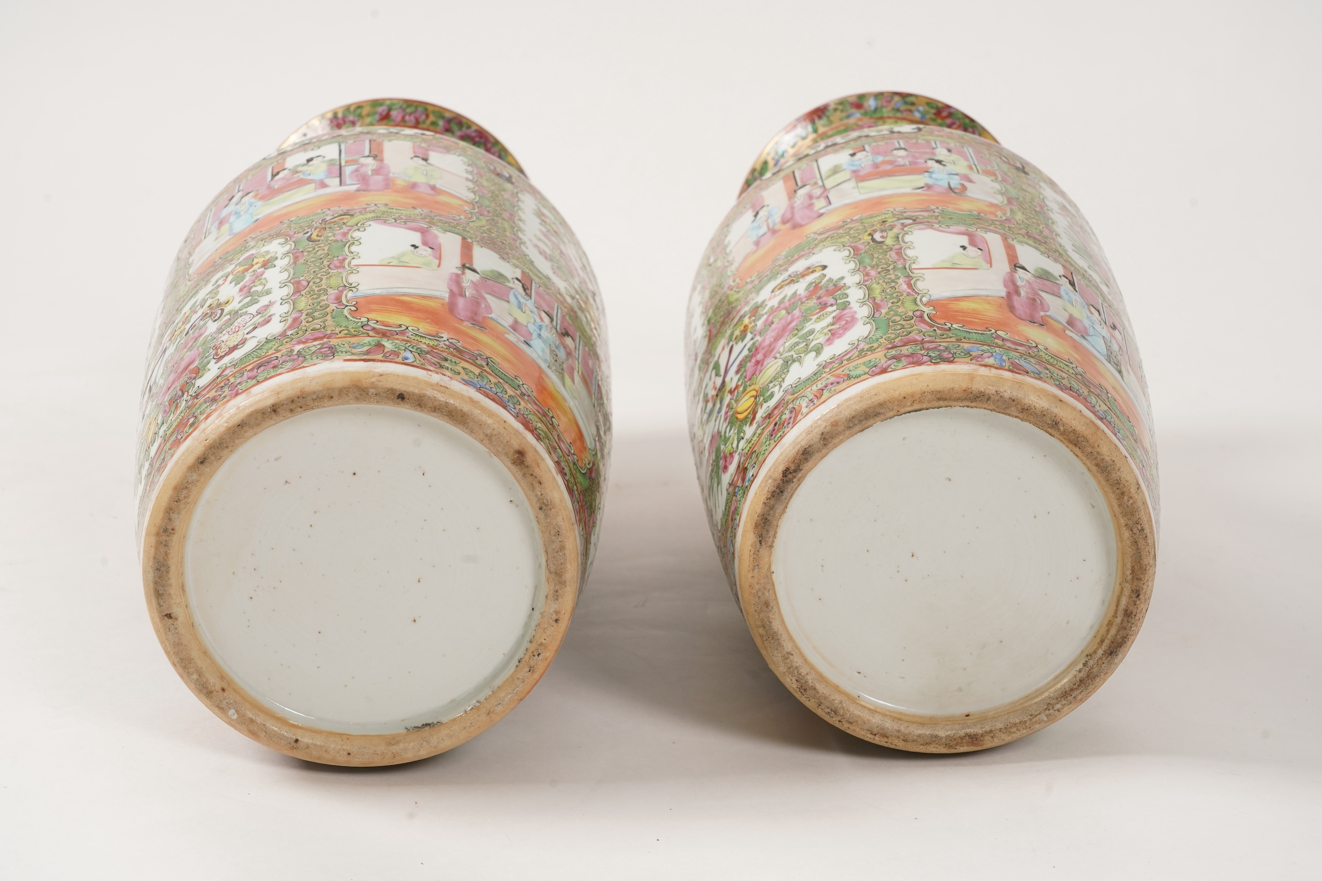 A pair of Chinese famille rose vases, 19th century